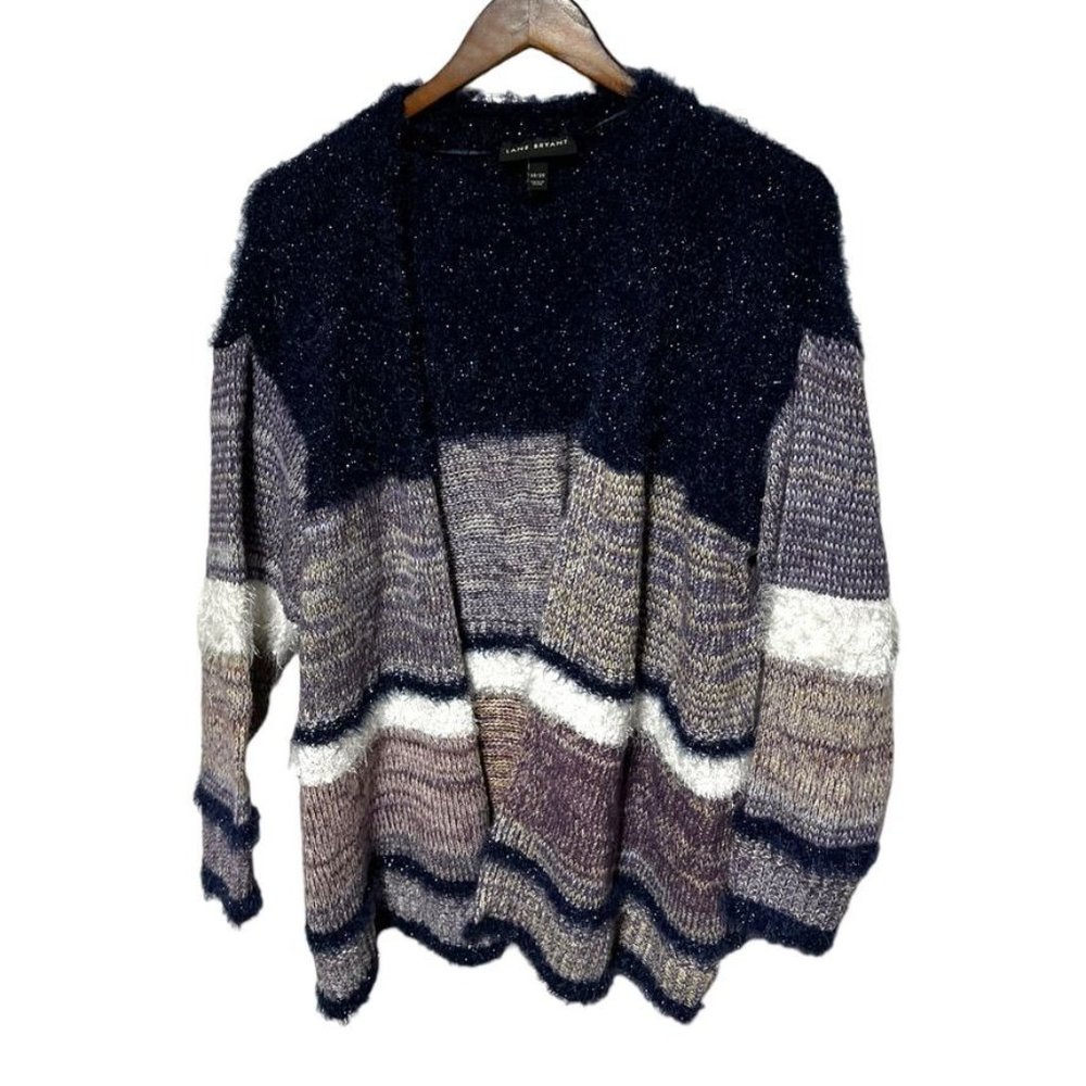 Women's Lane Bryant Purple Striped Cardigan Size 18/20